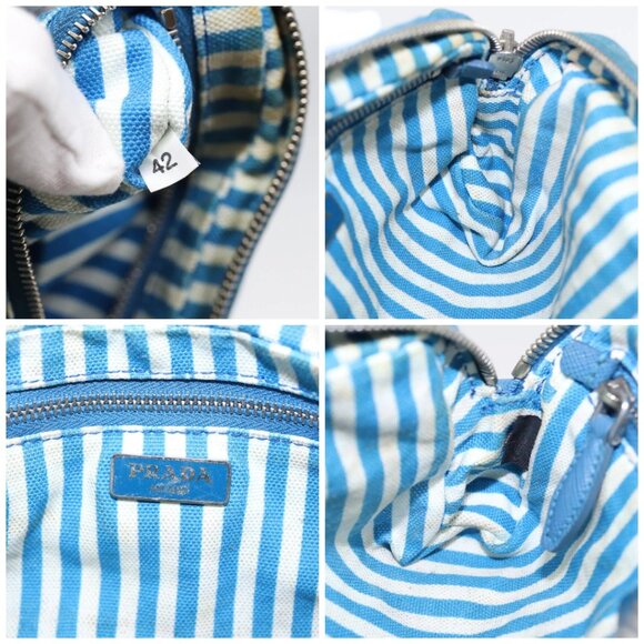 PRADA Pouch Canvas Light Blue Auth - Picture 14 of 15